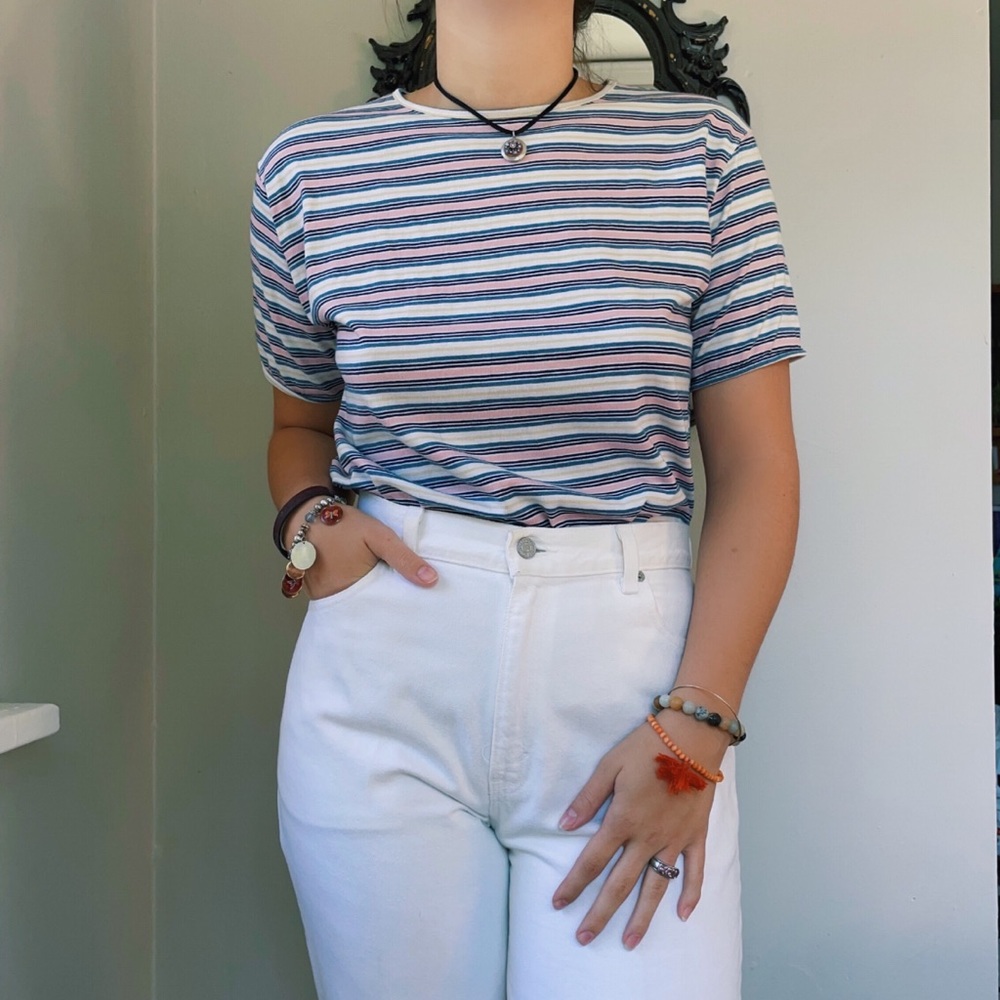 pink/blue striped t shirt - Picture 2 of 5
